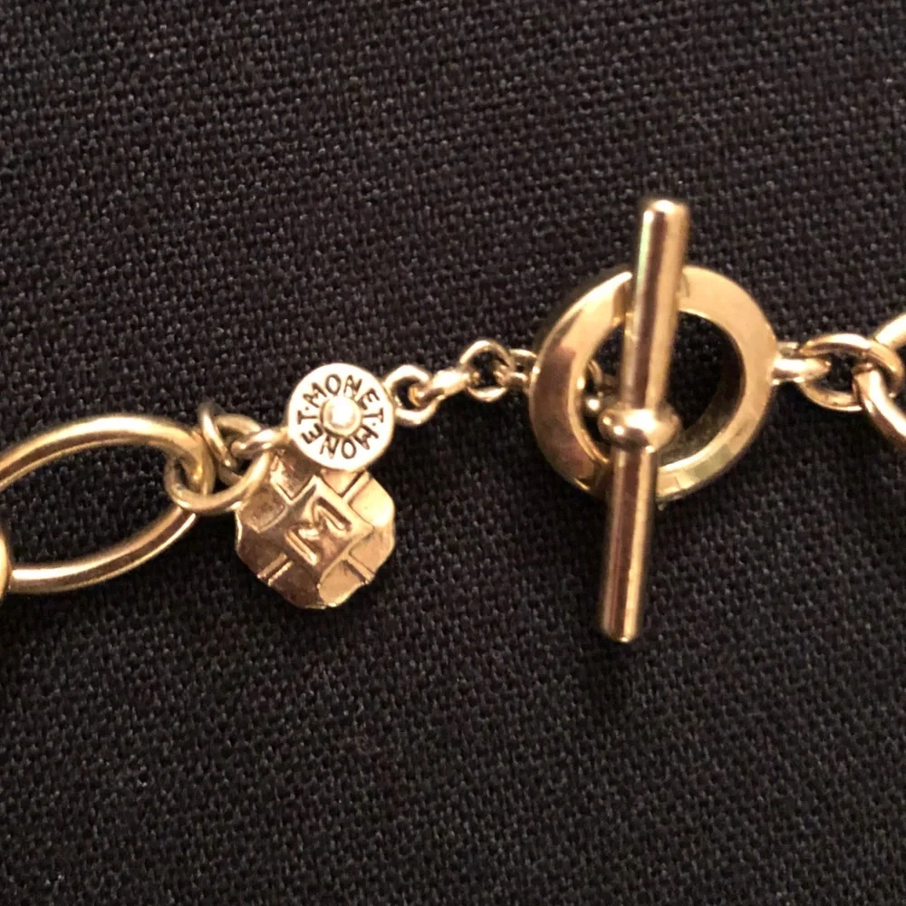 necklace Monet vintage Gold tone chain with large green stones - Picture 8 of 9